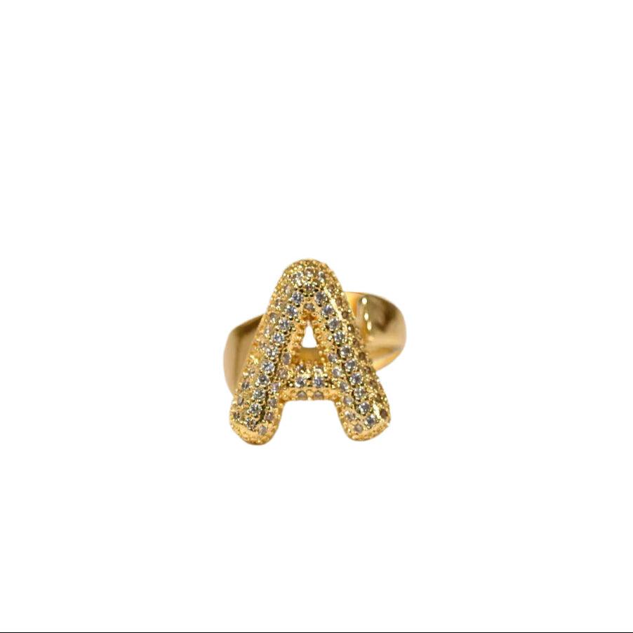 BUBBLE ICED LETTER RING - AV JEWELS