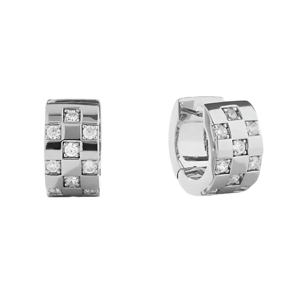 CHECKERD HUGGIE HOOPS - AV JEWELS
