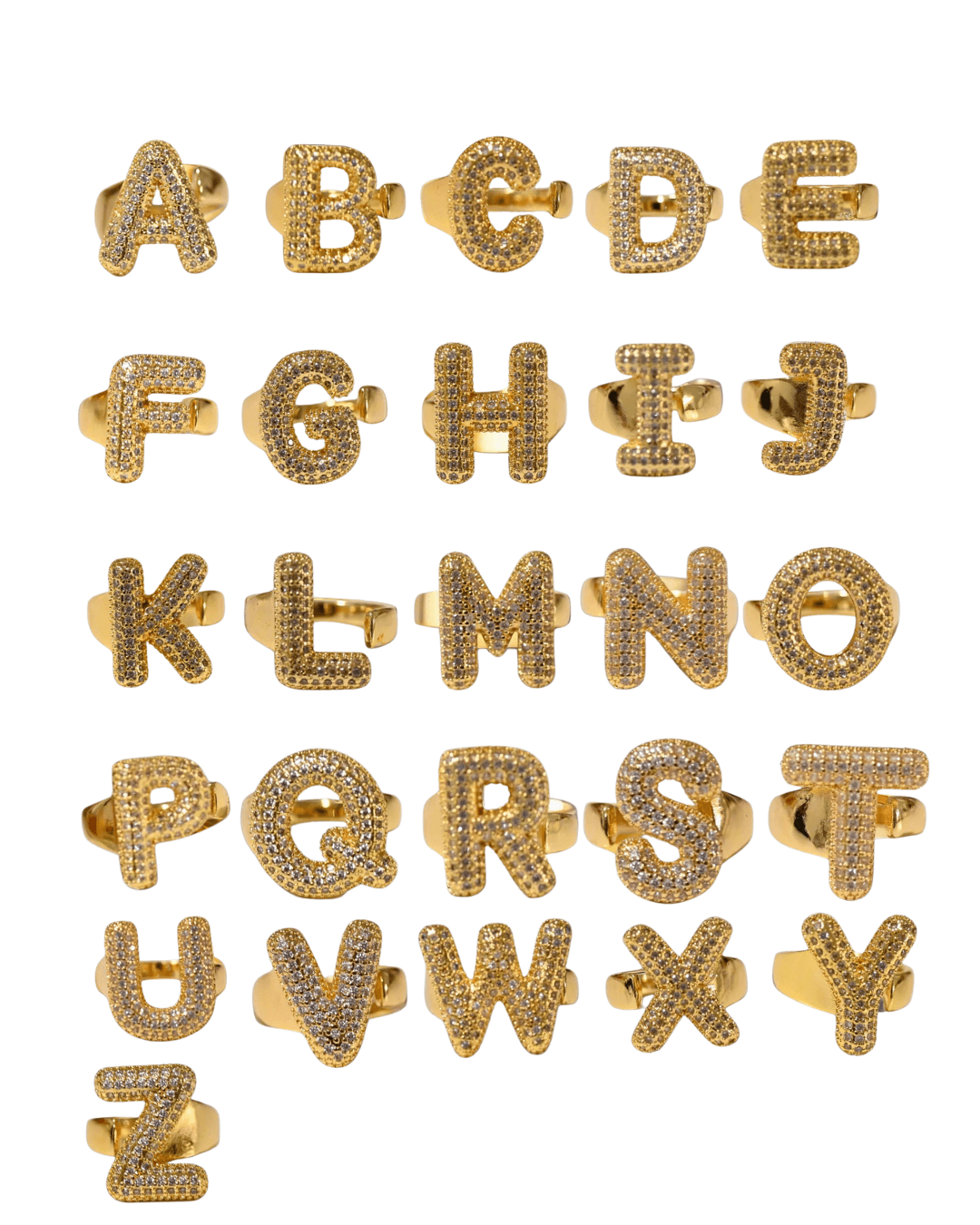 BUBBLE ICED LETTER RING - AV JEWELS