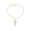 Gold necklace with a cross pendant on a white background