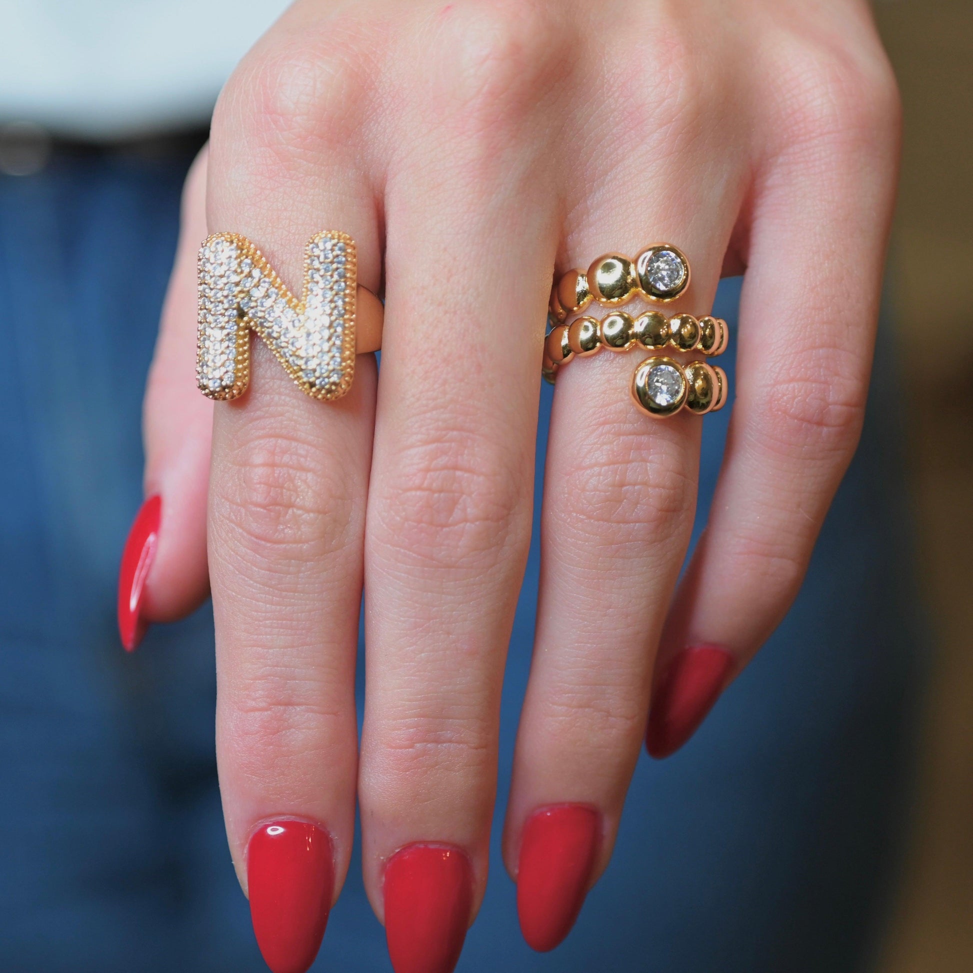 BUBBLE ICED LETTER RING - AV JEWELS
