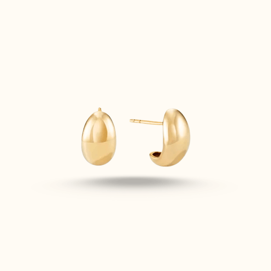 Gold hoop earrings on a white background from AV Jewels Jewelry