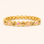Gold bracelet with various symbols and numbers on a white background