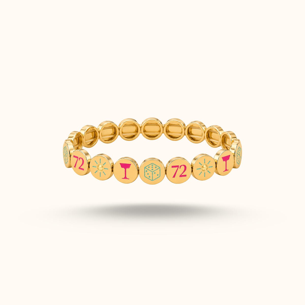 72 hour bracelet from AV Jewels Jewelry - champagne glass, dice, sun, and 72 for those late nights you dont want to end.