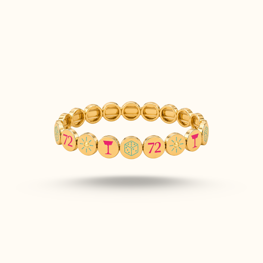 72 hour bracelet from AV Jewels Jewelry - champagne glass, dice, sun, and 72 for those late nights you dont want to end.