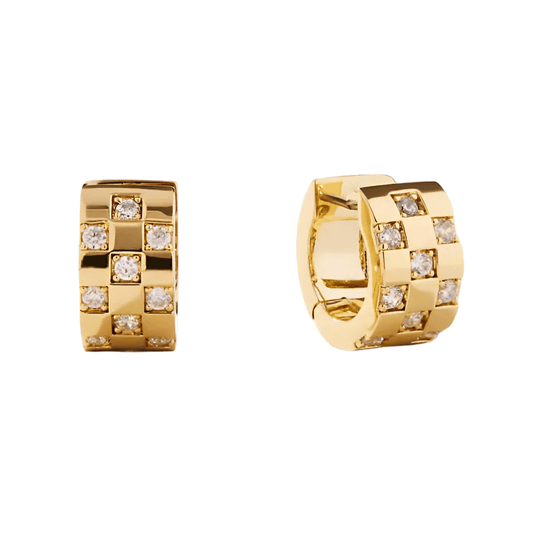 CHECKERD HUGGIE HOOPS - AV JEWELS